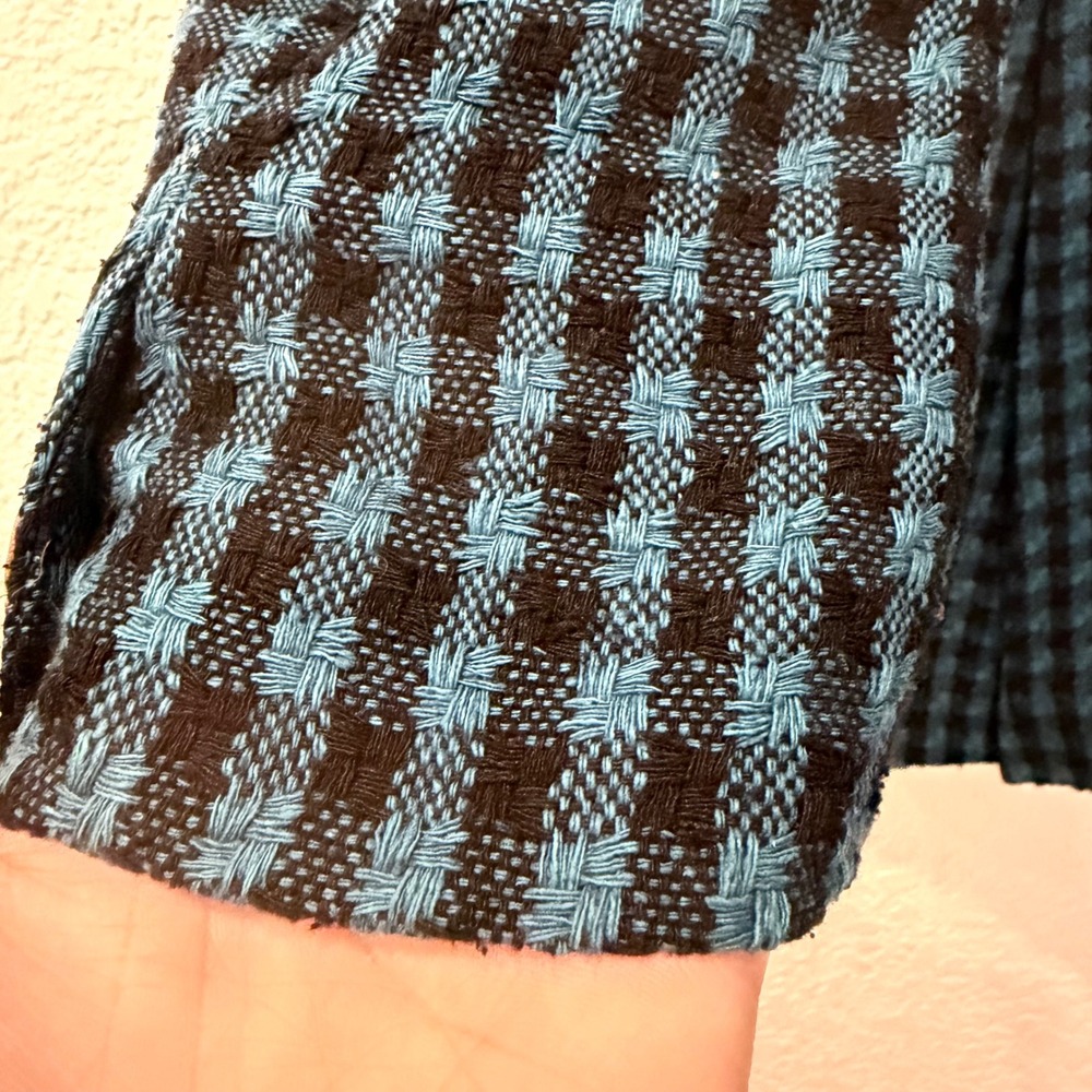 Romeo Gigli 100% Silk Gingham Blazer Blue Black Italian Designer Jacket 42 Small - Picture 10 of 15